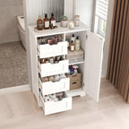 Casaphoria Bathroom Storage Cabinet with Drawers, Freestanding Floor Cabinet with Door and Adjustable Shelf, 4-Drawer Sideboard for Bathroom, Living Room, Kitchen, White - size: 22.04"L×11.81"W×32.68"H