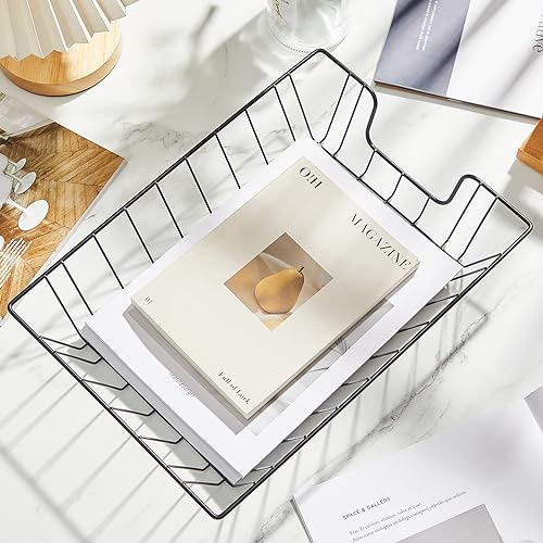 Yeaqee 6 Pcs Letter Tray Wire Paper Trays Stackable File Desk Organizer Metal File Paper Holder Basket for Desk Desktop Letter Storage for Office Home Classroom School(14'' x 10'' x 3'',Black) - color: Black, size: 14'' X 10'' X 3''