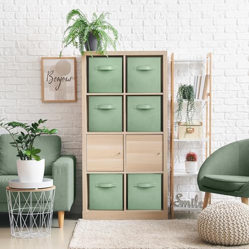 Sorbus Foldable Storage Cubes - 6 Pack, 11 Inch, Sage Green, Fabric, Foldable, Storage and Organization, Versatile Use, Collapsible Storage, Lightweight and Durable - color: Sage Green, size: 11 Inch