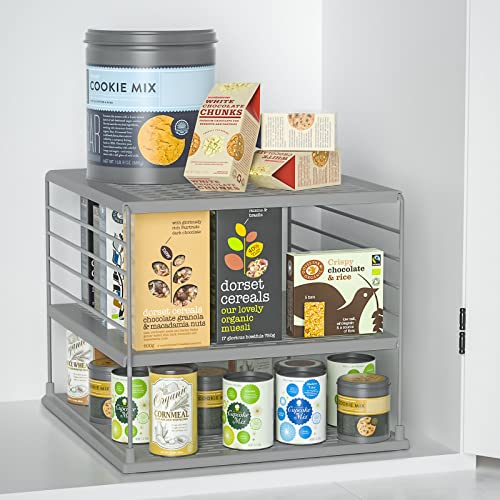 2 PACK Cabinet Organizer- Divided Compartment Holder for Foil and Plastic Wrap- Upgraded Pantry Organizers and Storage for Kitchen(Gray) - color: Gray&gray