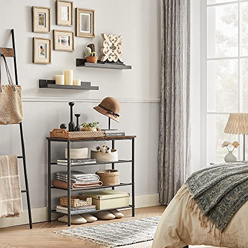 VASAGLE Shoe Rack, 4-Tier Shoe Storage Organizer for Entryway and Closet, Holds 9-12 Pairs of Shoes, 3 Fabric Shelves, Steel Frame, Industrial, Rustic Brown and Black ULBS035B01 - color: Rustic Brown + Black, size: 4 Tiers (29.5"W)