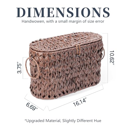 Coeusy Toilet Paper Basket with Lid, Wicker Basket for Bathroom Organizers and Storage, Holds Up to 6 Mega Rolls, Decorative Hand-Woven Rattan Bathroom Decor Accessories, Brown - color: Brown