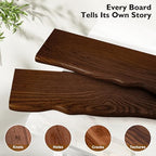 Solid Wood Live Edge Floating Shelves Set of 2 – 24" Rustic Wall Shelf with Hidden Bracket System, Wall Mounted Shelves for Bathroom, Kitchen, Living Room, Bedroom (Walnut) - color: Walnut, size: 24 inch - 2pcs