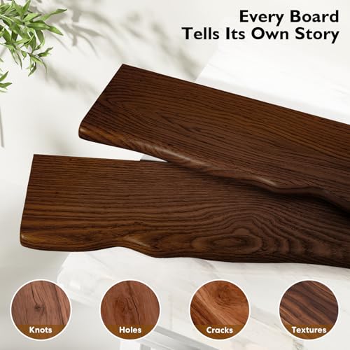 Floating Shelves for Wall Rustic Farmhouse 36 Inch Floating Shelf Bathroom Wooden Shelves for Wall Mounted Live Edge Pine Shelf with Unique Natural Grain for Living Room Bedroom Kitchen (Walnut) - color: Walnut, size: 36 inch - 2pcs
