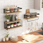 Fixwal Bathroom Shelves Over Toilet, Floating Shelves Wall Mounted with Metal Frame and Towel Bar for Bathroom, Kitchen, Bedroom, Living Room (3 Plus 1 Rustic Brown) - color: 1-rustic Brown