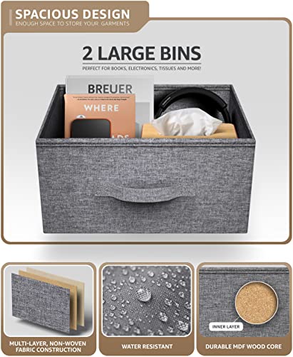 Sorbus Nightstand with 2 Drawers - Bedside Furniture End Table Night Stand with Steel Frame, Wood Top & Easy Pull Fabric Bins - Small Dresser & Chest for Home, Bedroom Accessories & Office - color: Black, style: 2 Drawer