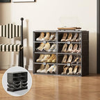 Vipbox Black Shoe Rack Organizer Cabinet for Closet Entryway,Clear Shoe Storage Boxes Stackable Sneaker Storage with Door Easy Assembly Shoe Cabinet with Lids Large 4 Tiers 16 Pairs - size: 4 Tiers 16 Pairs