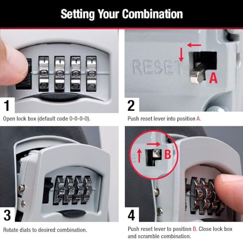 Master Lock Set Your Own combination Wall Mount Lock Box, 5 Key capacity, Black 5401EC