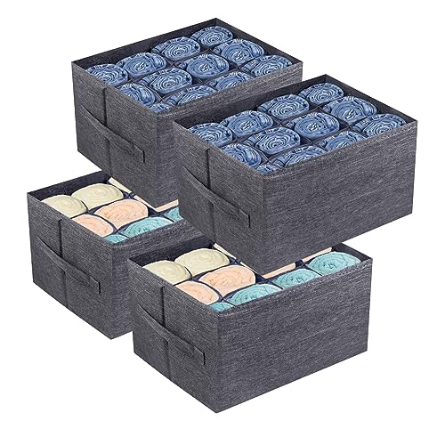EASEVE 4Pcs Closet Organizers and Storage Bins for Clothes - 12 Cell Drawers Organizer Grid Storage Box for Jeans Pants Sweater T-shirts, Wardrobe Shelf Dividers Closets Organization - size: 4 Pcs