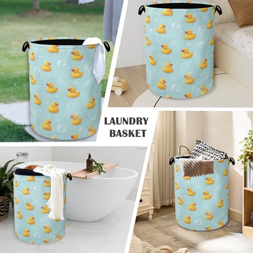 Cute Duck Laundry Basket,Foldable with Handles Tote Bag Oxford Cloth for Bathroom Bedroom Dirty Clothes Storage Bucket 16" x 20.8" - color: Cute Duck