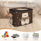 Custom Storage Basket with Name, Personalized Storage Bins with Zipper Lid, Foldable Fabric Storage Box Large capacity with Handle Scarf Bear - color: Option 2