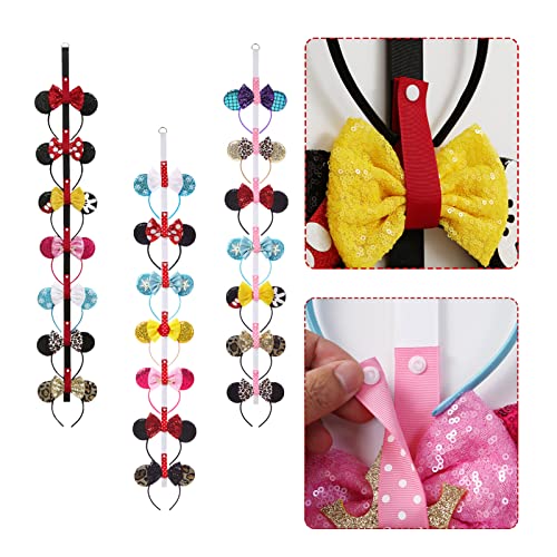 3Pcs Mouse Ears Headband Holder Headpiece Hanger Organizer Hair Accessories Storage Hanging Wall Display Decor