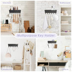 VIS'V Key Holder Wall Mount, Compact Adhesive Key Rack with Tray, 6 Hooks, 2 Mount Options, Black - color: Black