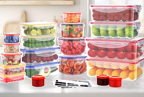 40 Pcs Food Storage Containers with Lids Airtight- Plastic Meal Prep Container for Pantry Kitchen Organization, Microwave, Dishwasher, Freezer Safe -100% Leak Proof (20 Stackable Boxes-20 Lids) - color: 40Pcs