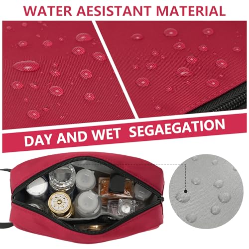 Travel Toiletry Bag, Small Cosmetic Bag, Hanging Water-Resistant Organizer for Men & Women, Ideal for Makeup, Shaving Kit, Gym Essentials & Travel Accessories (Burgundy) - color: Burgundy