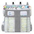 Accmor Changing Table Diaper Organizer, Hanging Diaper Caddy Organizer Stacker for Cribs Changing Table Playard Wall Baby Essentials Storage, Grey - style: Double Enlarged-Grey