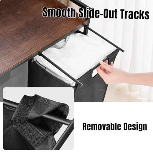 Laundry Sorter 3 Section, Rolling Laundry Hamper with Shelf, 3 Compartment Laundry Basket with Lid, Organizer Rustic Wooden Top (White+ Grey+ Black) - color: White+ Grey+ Black