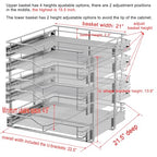 DINDON Pull Out Cabinet Organizer (22-1/2" W x 21-1/2"D), Cabinet Pull Out Shelves, 2 Tier Pull Out Drawers for Kitchen Cabinets, Wire Basket Slide Out Shelf, Pot and Pan Organizer - size: 22-1/2“ W X 21-1/2"D