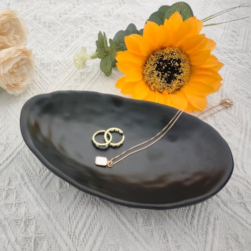 Black Ring Dish,Jewelry Tray Key Dish Tray Organizer,Dresser Decor entryway Key Bowl,Catch All Bowl Decorative Trinket Dish Housewarming Gift 7.4inch