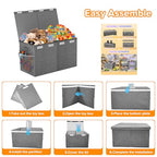Large Toy Box Chest, Collapsible Sturdy Toy Storage Organizer Boxes Bins Baskets Dinosaur Kids Toy Chest Bin with Lids for Boys Girls Living Room Playroom Bedroom Nursery 25"x14"x16" Gray - color: Grey－2