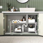 NETEL NETELAdjustable Under Sink Organizers and Storage, 2 Tier Expandable Pull Out Under Sink Organizers and Storage, 4 Pull-Out Metal Baskets, (21.5-31.64)" W X 14.69" D X 15.83" H - size: 4 pull out baskets(White)