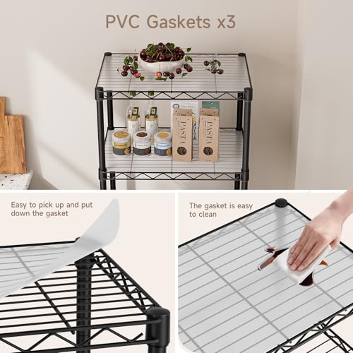 Golpart Small 6 Tier Shelves Storage Wire Shelving Unit Metal Shelf Adjustable Organizers Storage Shelving with Wheels for Bathroom Laundry Room Kitchen Pantry12”D x 18”W x 61.6”H Black - color: Black, size: 6 shelves (12 "D X 18 "W X 61.6 "H)