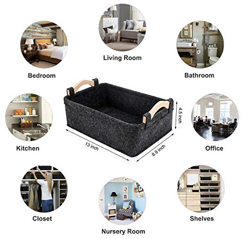 Collapsible Storage Baskets Bins Fabric Storage Basket Cube Organizer for Small Toys Keys Make Up Hair Cosmetic Drawer Home Decor Storage Basket Medium - color: dark gray, size: 13 x 8.9 x 4.5 Inch (Pack of 1)