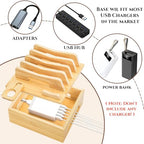 Bamboo Charging Station for Multi Devices, Small Desktop Docking Stand, Cell Phone Docking Station Charger Organizer for Tablets, Smart Watch (No USB Charger No Charging Cables)