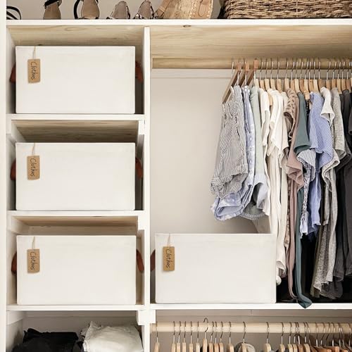 CHICVITA Closet Storage Bins Storage Baskets for Shelves, Baskets for Organizing, Closet Organizers and Storage, Cube Storage Bins, 16 ¾" L x 11" W x 9 ¾" H, Beige, 4-Pack - color: Beige 4-Pack, size: 16 ¾" L x 11" W x 9 ¾" H