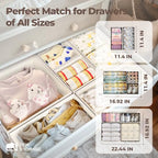 Cotton Linen Drawer Organizers for Baby Clothes, 20Pack Multi-Size Nursery Dresser Dividers for Clothes, Premium Foldable Storage Bins for Bedroom, Closet and Diaper Table, Beige - size: Linen 20 Pack
