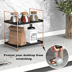 2-Tier Countertop Organizer Cosmetic Storage Rack Vanity Tray Stackable Standing Storage Shelf with Experience Manual(Rose Gold + Black) - color: Black + Rose Gold