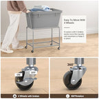 ELYKEN Rolling Laundry Hamper with Wheels, 32-Gallon (122L) Laundry Cart with Removable Bag, 2-Tier Clothes Basket Hamper with Shelf for Closet, Bedroom, Bathroom, Laundry Room, Gray - color: Gray, size: 27.4"L x 19.9"W x 30.9"H