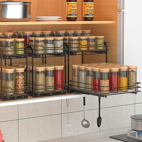 BOIVSHI 2-Tier Spice Rack, Pull Out Cabinet Organizer Spice Racks Height Adjustable Heavy Duty Metal Basket for Inside Cabinets & Pantry Closet(9.5''Wx10.5''Dx9.5''H) - size: 2 Tier,9.5''Wx10.5''Dx9.5''H