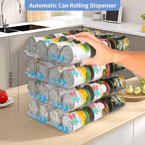 Jsyrjing Can Organizer for Pantry, Modular 2-Tier Can Dispenser with Flexible Combination Design, Clear Extra-Thick Durable 2-Pack Storage Rack for 48 Cans, Stackable for Cabinet, Fridge, Countertop - size: 3*2