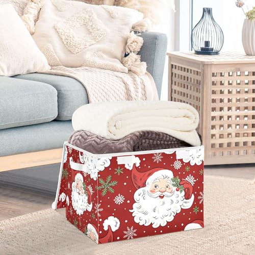 xigua Christmas Santa Claus Storage Bins with Lids and Carrying Handle,Foldable Storage Boxes Organizer Containers Baskets Cube with Cover for Home Bedroom Closet Office - color: Christmas Santa Claus