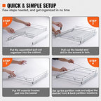 VEVOR 15.5" Wx21 Dx3.5 H Pull Out Cabinet Organizer, Heavy Duty Slide Out Pantry Shelves, Chrome-Plated Steel Roll Out Drawers, Storage for Home Under Sink, 17" Wx22 Dx7 H Install Size for Cabinet - size: 15.5" Wx21 D