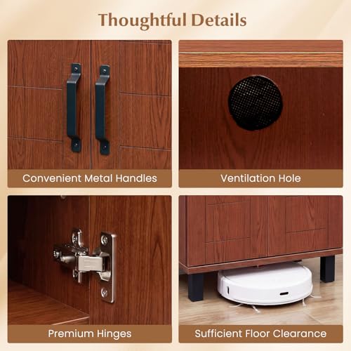 Giantex 5-Tier Shoe Storage Cabinet, Freestanding Wooden Entryway Cabinet w/Storage, 2 Doors, Removable Shelves, Shoes Rack Organizer w/Ventilation Hole for Hallway Closet Living Room (Brown) - color: Brown