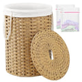 SETVSON Laundry Basket with Lid Round Rattan Laundry Hamper with Lid and Handles 29.1 Gal (110 L) Handwoven Woven Basket with Removable Bags and 2 Mesh Bags for Bathroom Living Room Natural - color: Natural, size: 110L