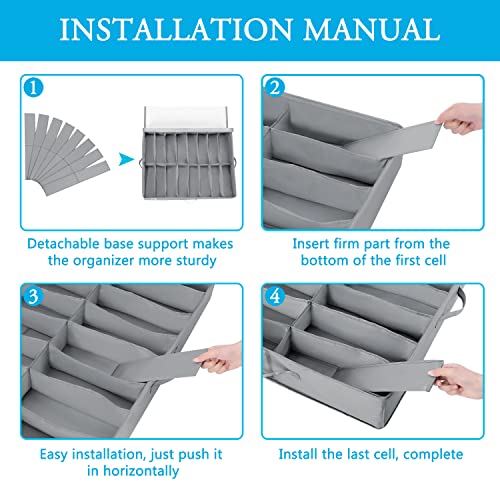 INAYA Under Bed Shoe Storage Organizer 2 Pack, Fits 32 Pairs, Large Underbed Shoe Box Storage Containers, Clear Foldable Shoes Organizer Under the Bed Sturdy Structure with Hard Bottom Support - size: 16+16 Cells (Hard Bottom Support)