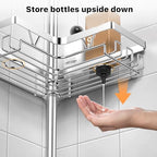 KEGII SUS304 Corner Shower Organizer, Stainless Steel Tension Pole Corner Bathroom Caddy, No Drilling Required Adjustable Shower Shelf for Inside Showers, Silver - style: Tension Caddy - Silver