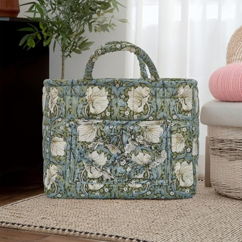 Quilted Laundry Basket with Handles, Aesthetic Collapsible Fabric Storage Basket for Clothes, Diapers & Toys - Multi-Purpose Boho Organizer Tote for Car, Home & Picnic (E) - color: E
