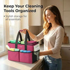 Ytonet Cleaning Caddy, Water Resistant Cleaning Supplies Organizer with Handle & Foldable Divider for Cleaners, Housekeeping Tote for Kitchen & Bathroom, Car Tool Caddy Organizer Bag, Rosered - size: Medium