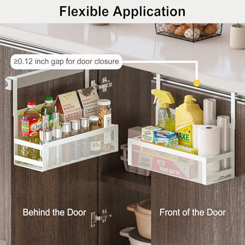 Hanging Bathroom Baskets Fine Mesh Wire Storage Basket Over Cabinet Door Organizer No Drilling Required for Kitchen Bathroom Office, Large, 2 Pack - size: 2 Larges