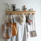 Entrance Coat Rack ，Coat Hooks, Wall-Mounted Wooden Hook Rack, Wall-Mounted Shelves(Birch Color Finish—A-1) - style: Birch color finish—A-1