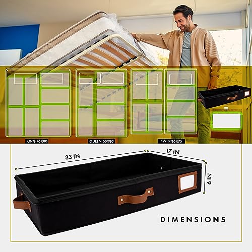 HOMELUX THEORY 2pc Under Bed Storage Containers, Bedroom Under the Bed Drawer Storage Organizer with Bins and Lids, Large Underbed Clothes Storage Box Ideal for Blanket, Fabric, & Shoes (Black) - color: Black, size: Large (2pc)