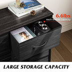 WLIVE Black Dresser for Bedroom, 6 Drawer Dresser, Storage Tower with Fabric Bins, Chest of Drawers for Closet, Living Room, Hallway - color: Charcoal Black Wood Grain Print