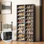 Vipbox Shoe Rack Organizer Cabinet for Closet Entryway,Clear Shoe Storage Boxes Stackable Sneaker Storage with Door Easy Assembly Black Shoe Cabinet with Lids Large 10 Tiers 40 Pairs - size: 10 Tiers 40 Pairs
