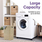 Superio Laundry Hamper Basket With Easy Open Lid 60 Liter Beige, Large Wicker Hamper, Dirty Cloths Storage With Two Cutout Handles, Laundry Room Bin - color: Beige, size: 1-pack