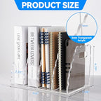 Adevar Clear Acrylic Magazine File Holder 4 Vertical Magazine File Organizer Binder Book Holder for Desk Acrylic Desk Organizer Clear Office Racks & Displays for Office Home Classroom - size: B5, 4 Sections