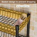 Golpart 3-Tier Over-The-Toilet Storage Shelf,Heavy-Duty Adjustable Bathroom Rack with 2 Mesh Baskets,Toilet Paper Holder & Hooks,Space-Saving Organizer for Bathroom,10”D x 24”W x 66”H,Black - size: Black with Baskets-10"D x 24"W x 66"H